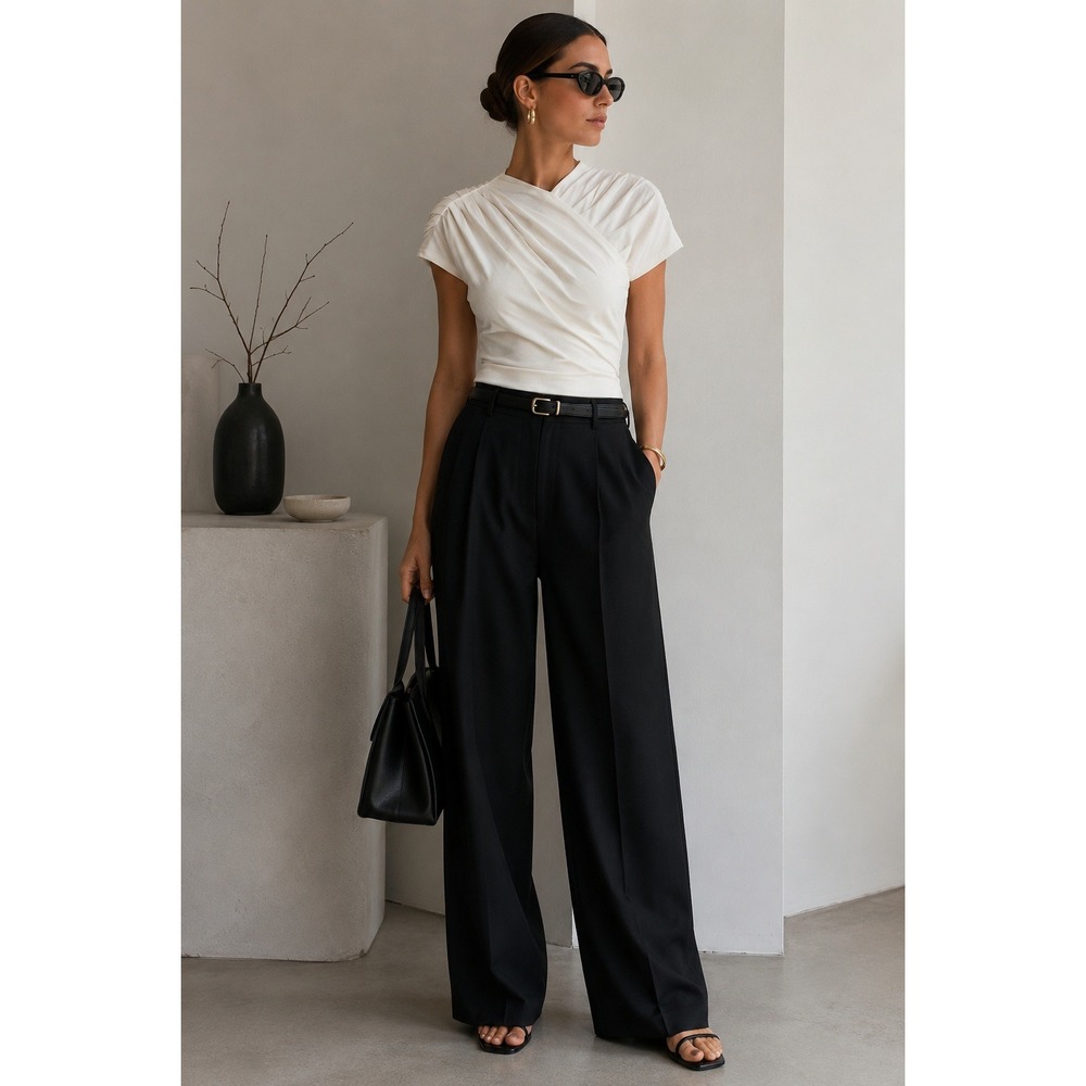 Interior Draped Pleated Jersey Top
